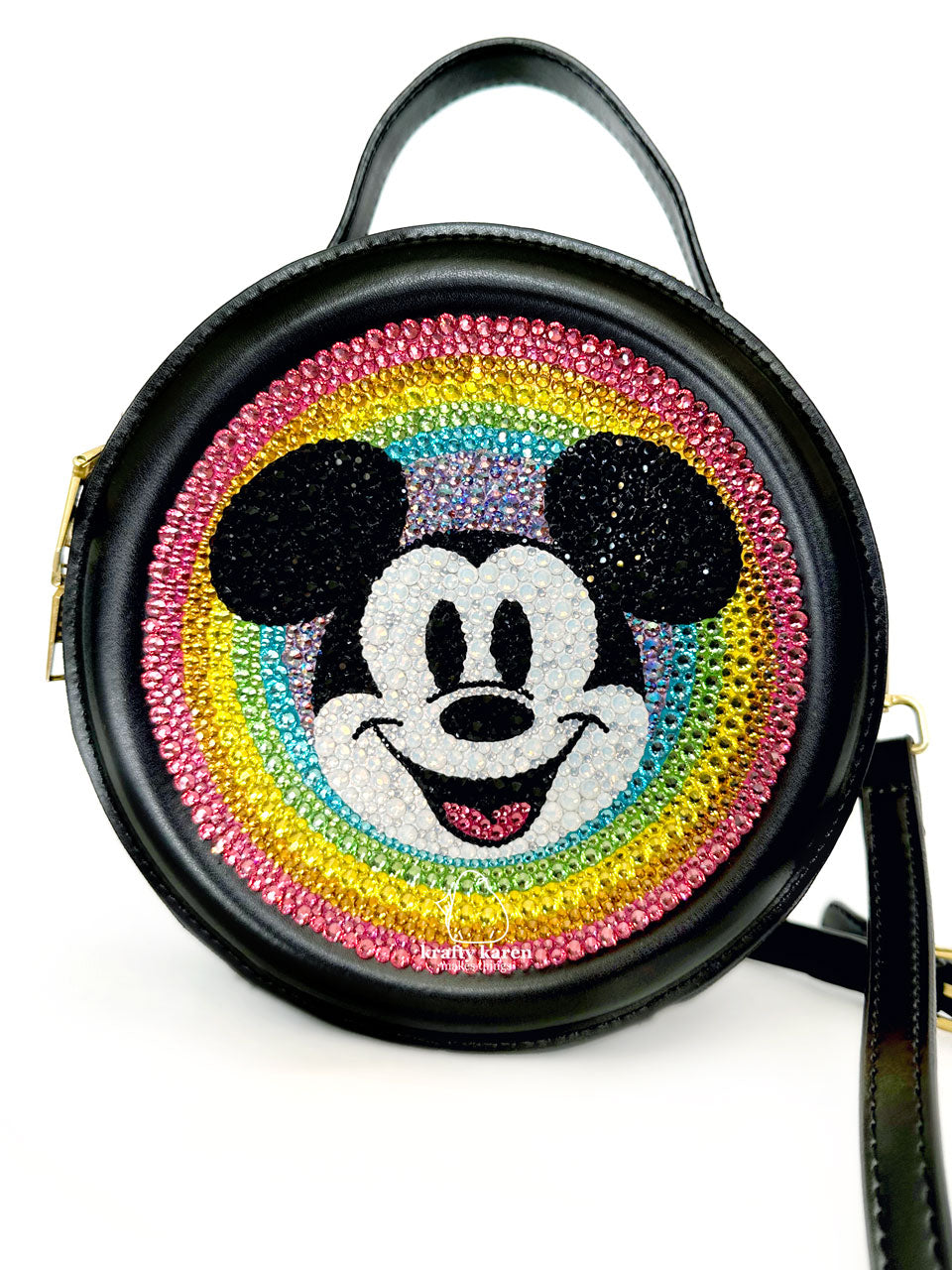 Rainbow Mouse Rhinestone Crossbody Bag