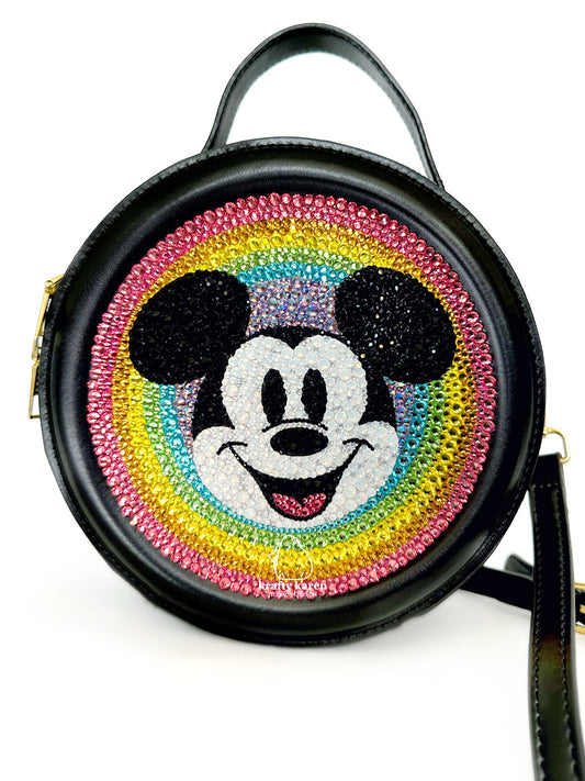 Rainbow Mouse Rhinestone Crossbody Bag