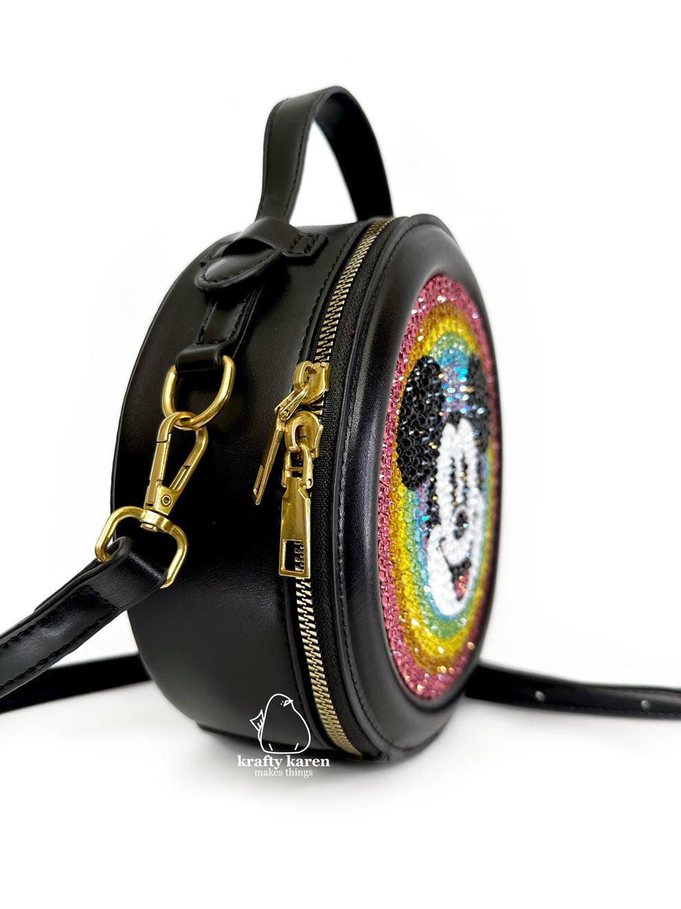 Rainbow Mouse Rhinestone Crossbody Bag