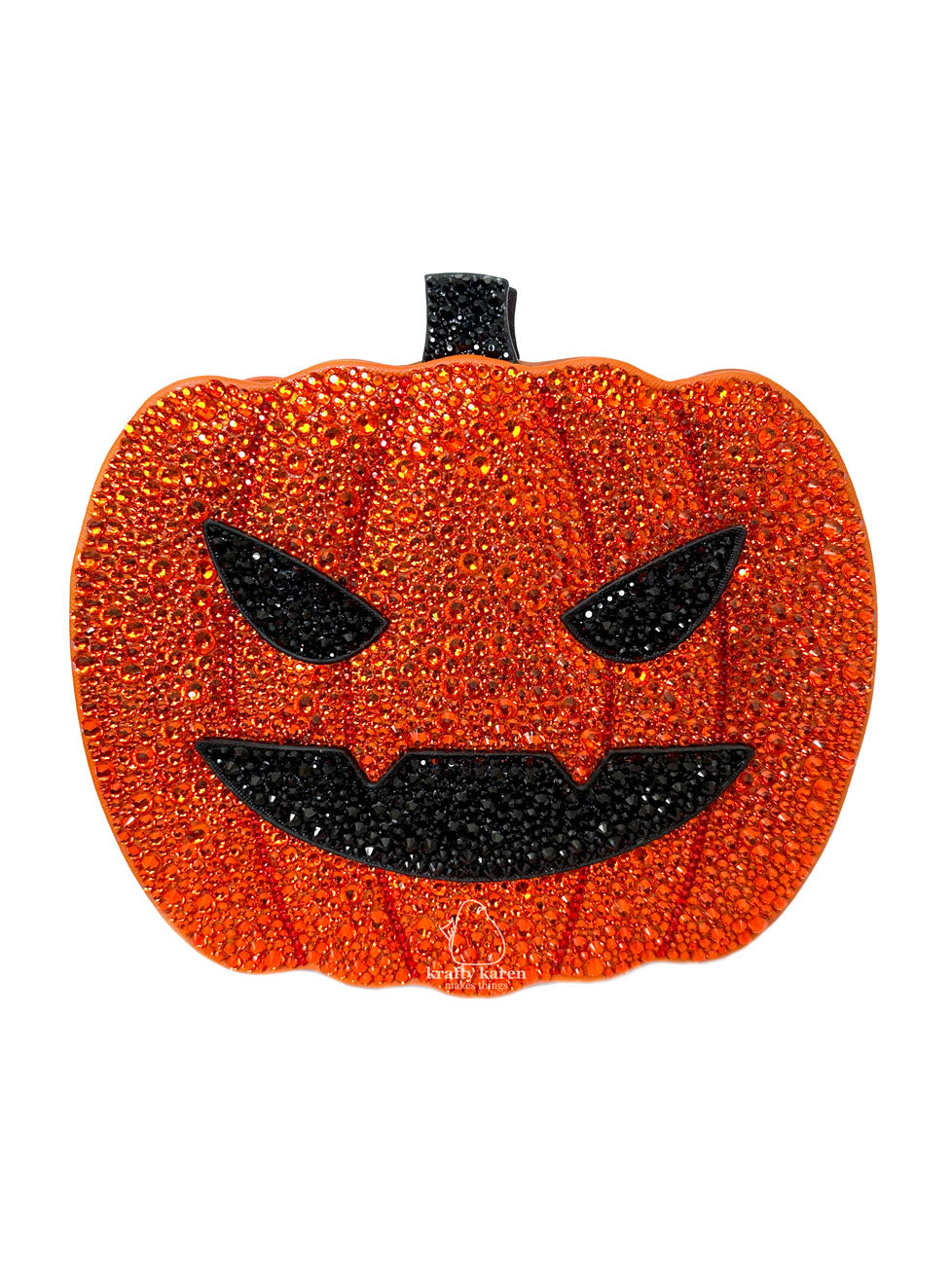 Angry Rhinestone Pumpkin Crossbody Bag