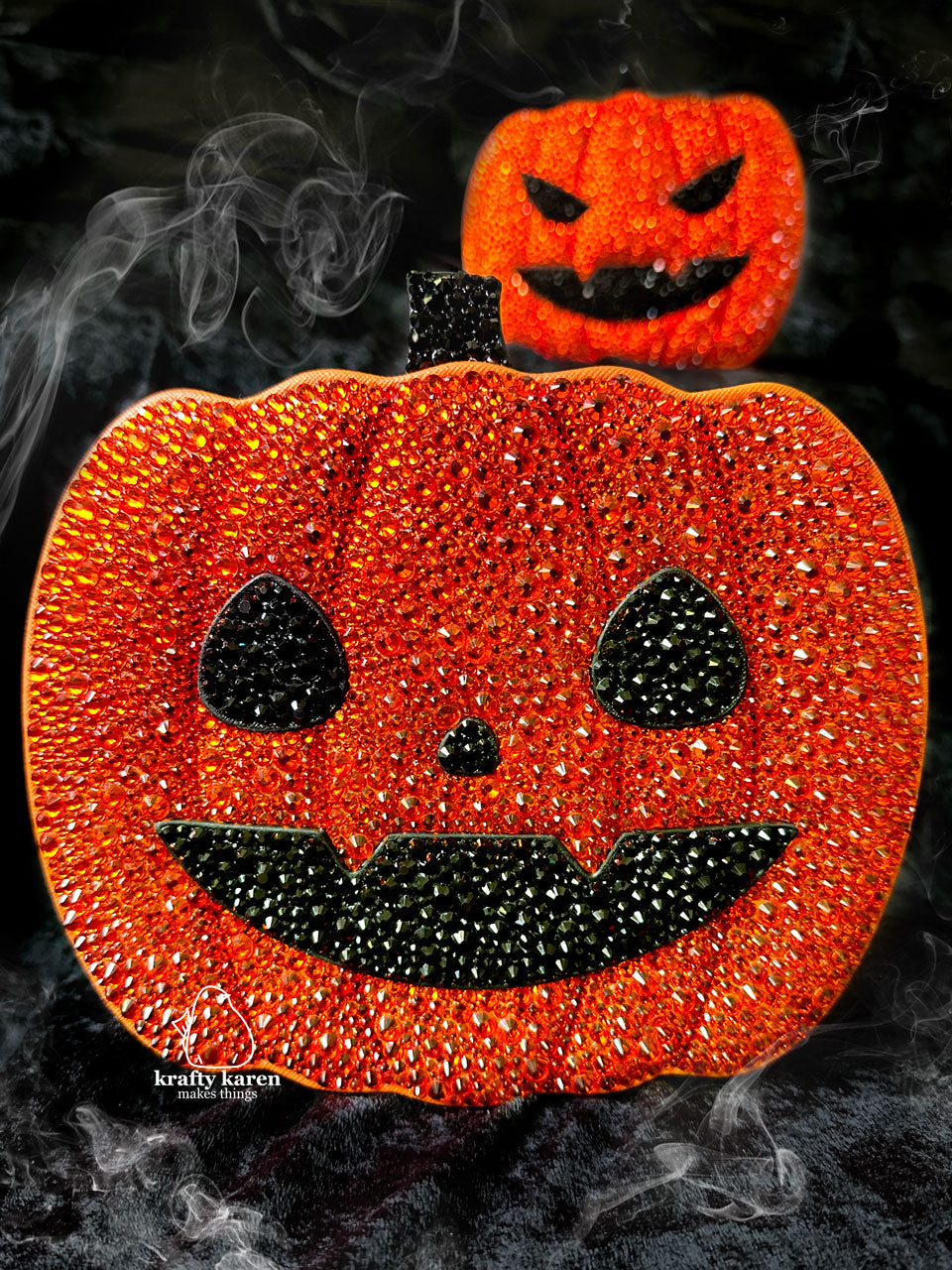 Happy Rhinestone Pumpkin Crossbody Bag