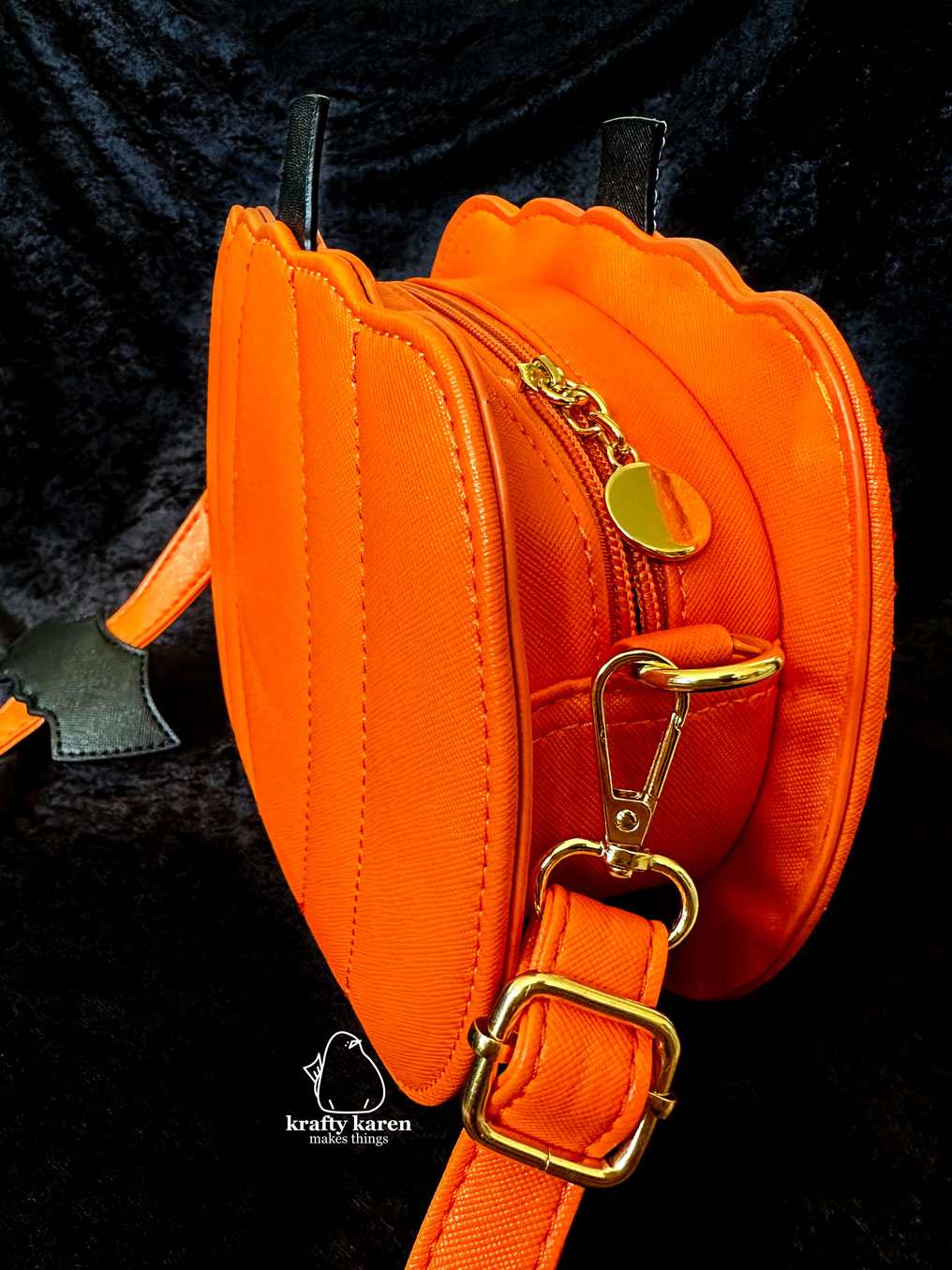 Angry Rhinestone Pumpkin Crossbody Bag