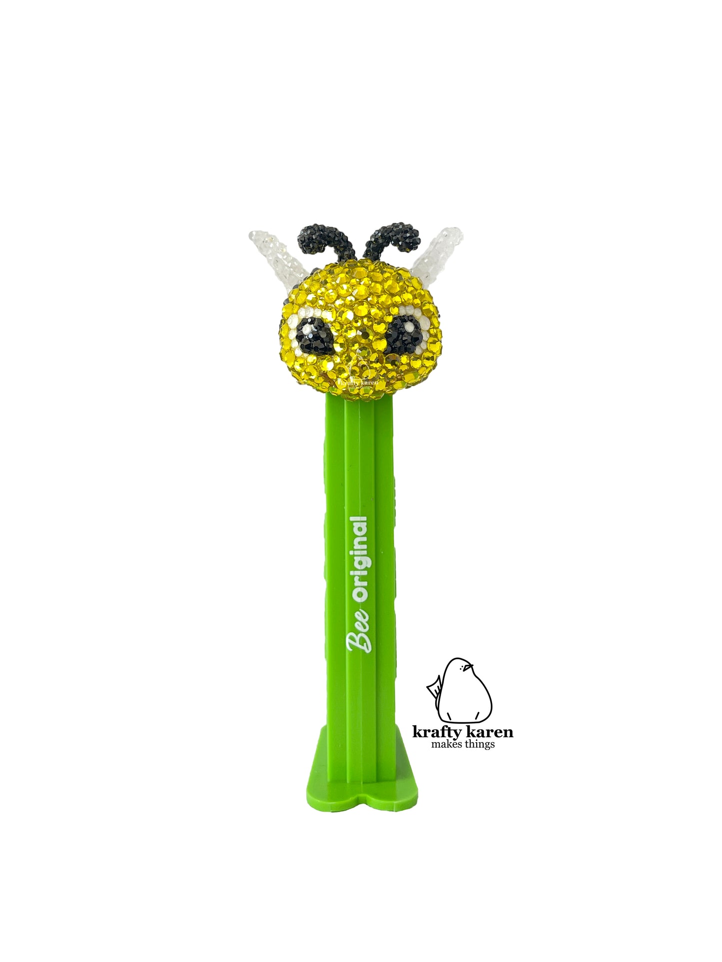 Rhinestone Bee PEZ - Green Stem