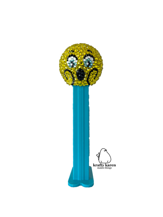 Rhinestone Emoji PEZ - Blue Stem, Surprise Face