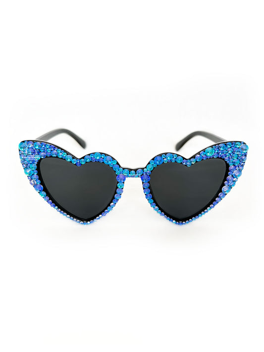 Rhinestone Heart Sunglasses - Aurora Black