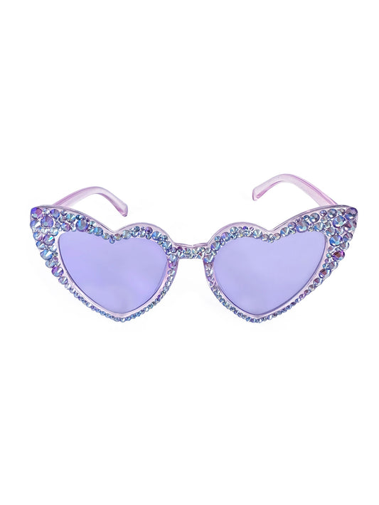 Rhinestone Heart Sunglasses - Purple