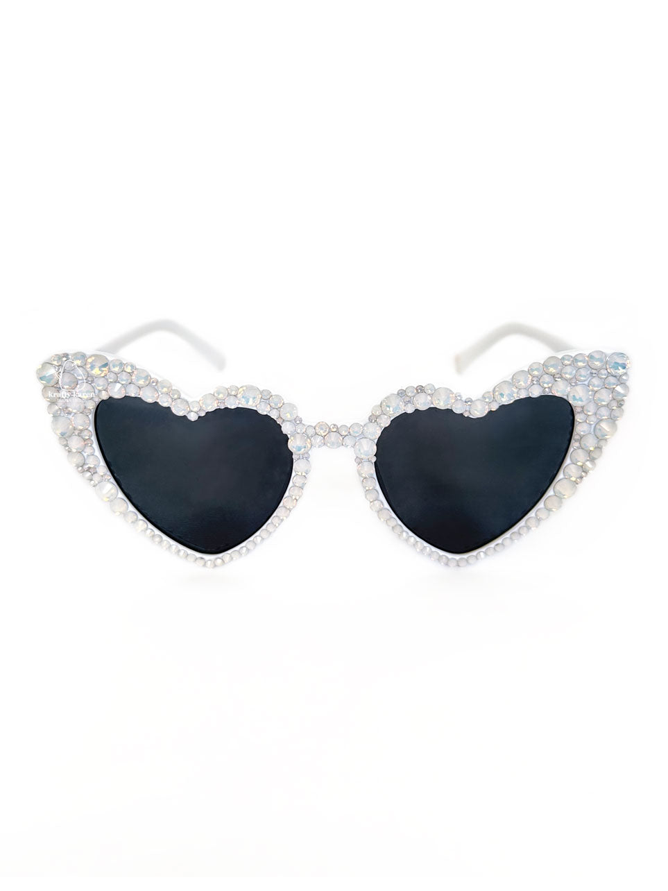 Rhinestone Heart Sunglasses - Opal