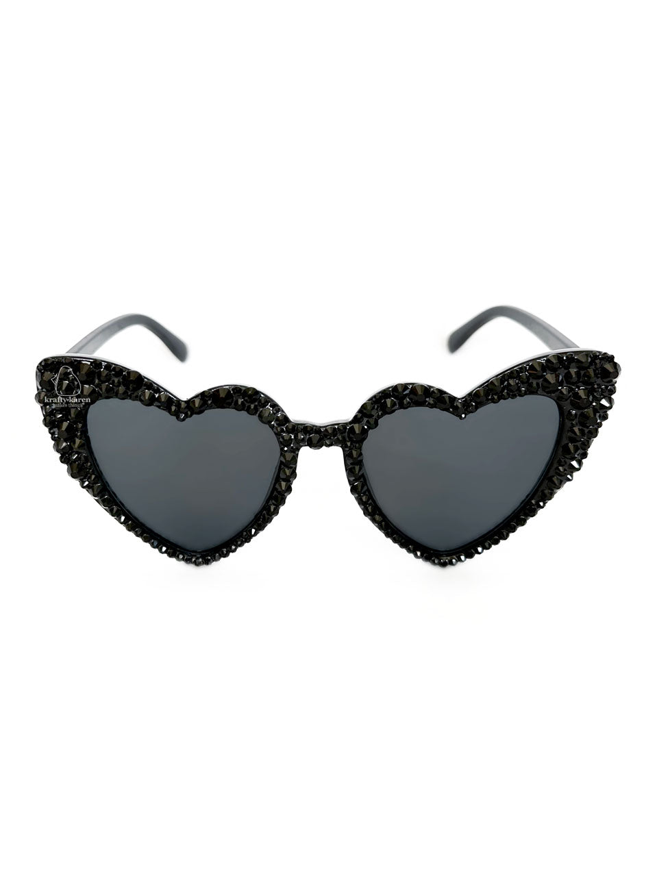 Rhinestone Heart Sunglasses - Black