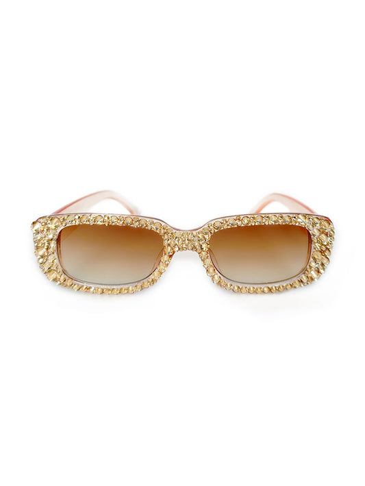 Rhinestone Rectangular Sunglasses - Neutral